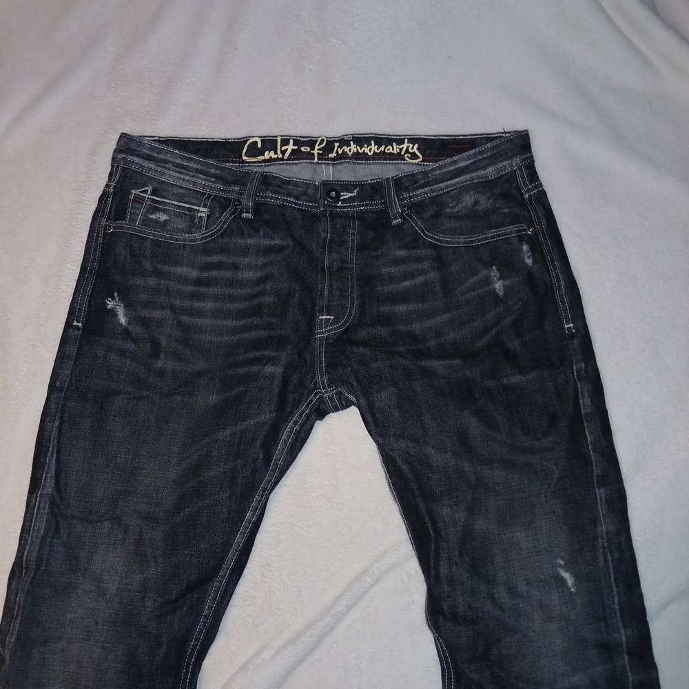 Cult of Individuality Men's Dark Gray Skinny Jeans